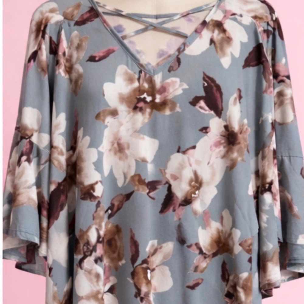 Floral V-Neck Women's Top